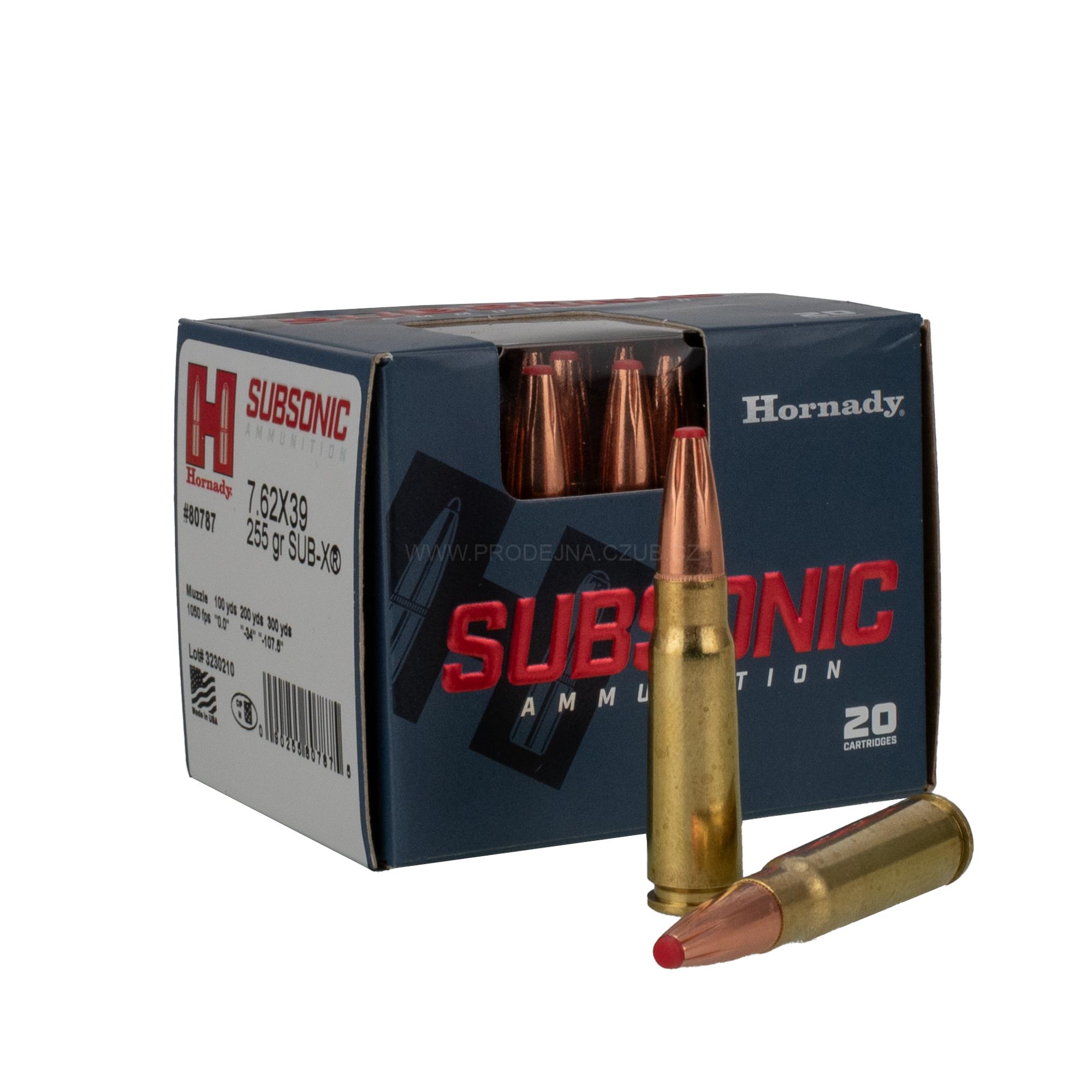 Náboje Hornady 7,62x39 Subsonic Sub-X 16,5g/255gr