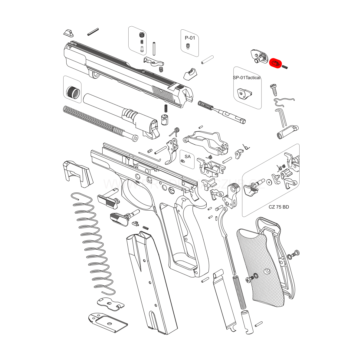 Západka pojistky pravá CZ 75 B 