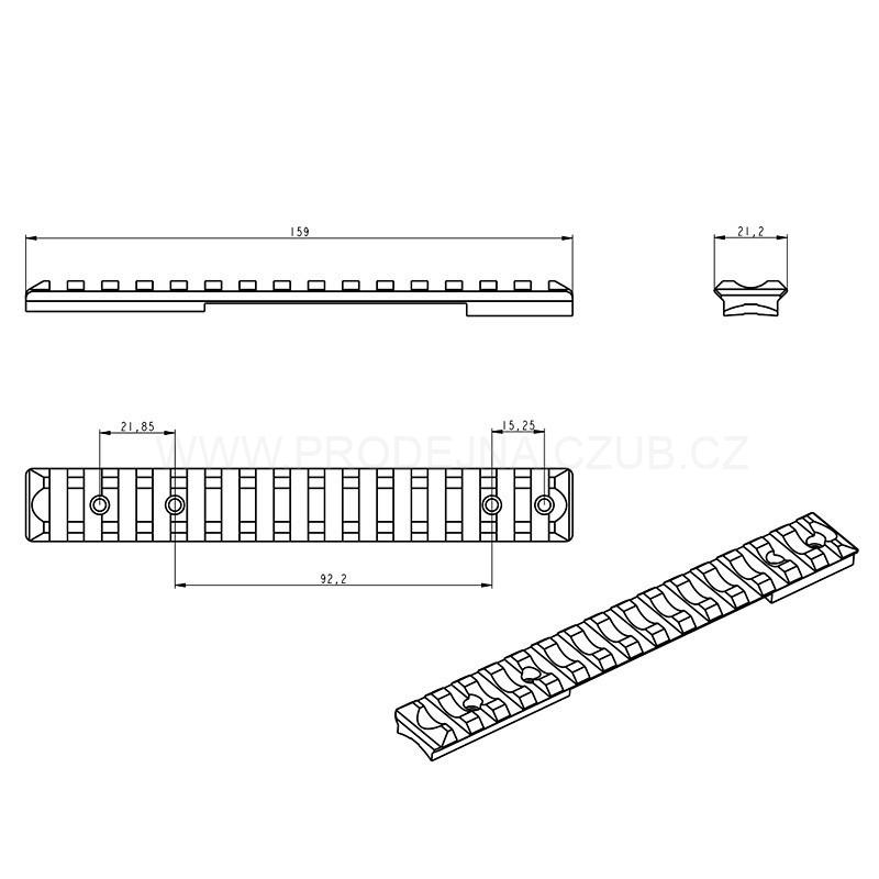 Weaver lišta pro CZ 600 Medium