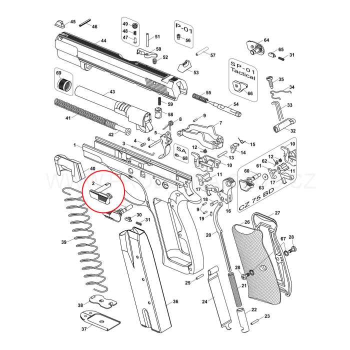 Záchyt závěru nerez pro CZ 75 B 