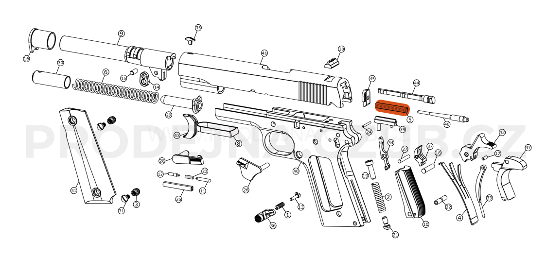 Pružina zápalníku pro Colt 1911 díl č.5