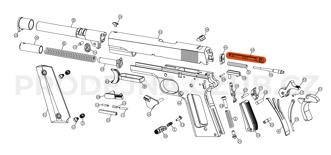 Vytahovač pro Colt 1911 v ráži .45ACP díl č.44