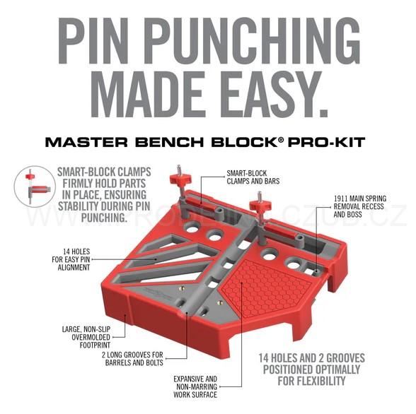 Real Avid sada pro vyrážení čepů z různých zbraní a dílu Master Bench Block Pro-Kit