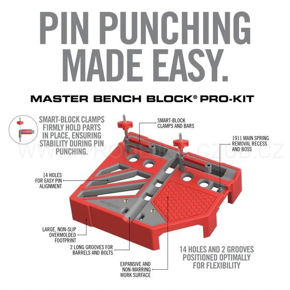 Real Avid sada pro vyrážení čepů z různých zbraní a dílu Master Bench Block Pro-Kit