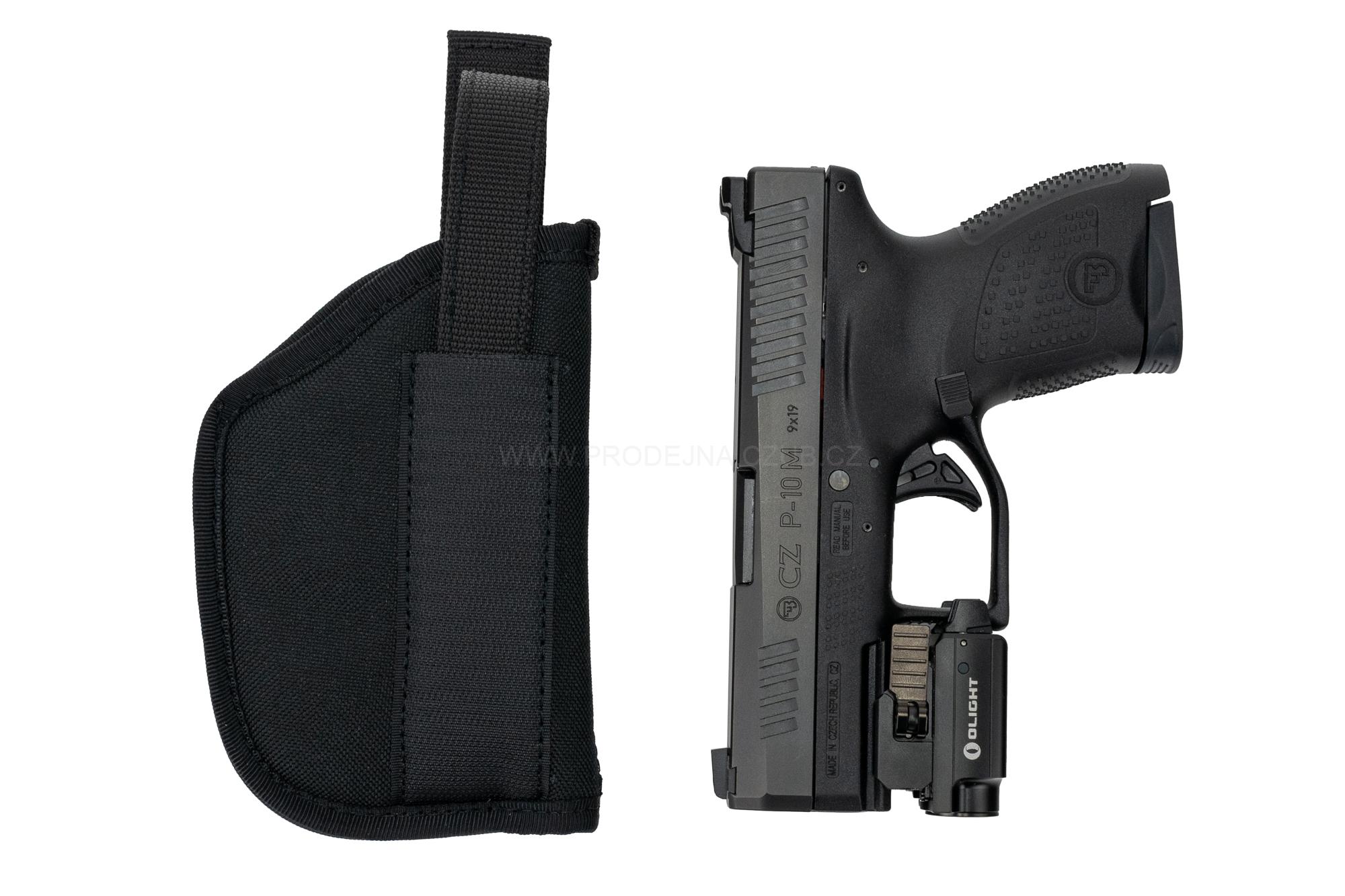 Vnější nylonové pouzdro DASTA pro CZ P-10M, Glock 43/43X se svítilnou 704 pravé
